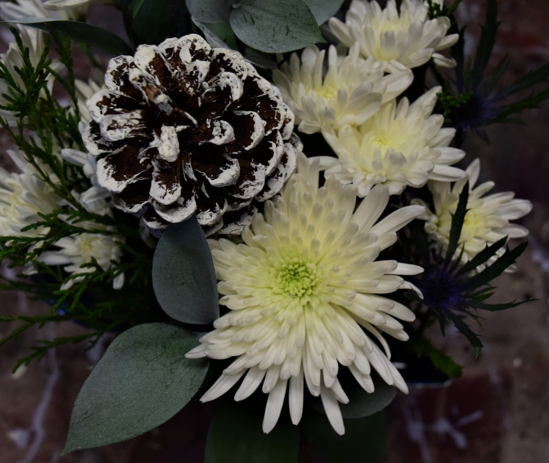 a close up of a bouquet of flowers